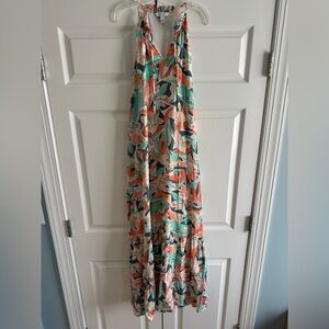 Nine West tiered peasant Halter Maxi Dress